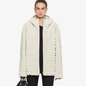 Women's Givenchy reversible dyed lamb fur hooded jacket in 4G pattern . 36/4 US